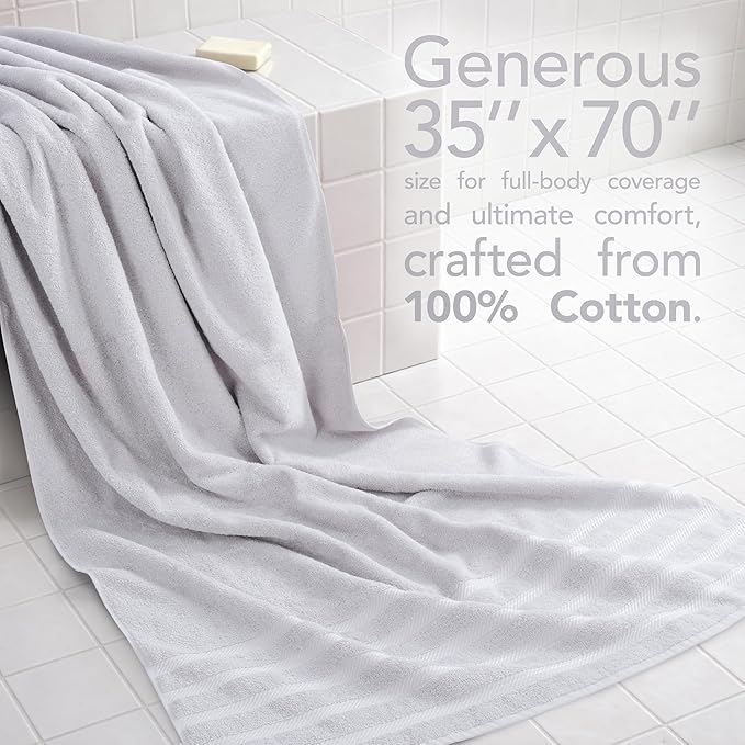 American Soft Linen 35x70 Jumbo Large Bath Towel, 600 GSM 100% Cotton Turkish Bath Sheet, Oversized Luxury Bath Towel for Bathroom Beach and Pool, Silver Grey