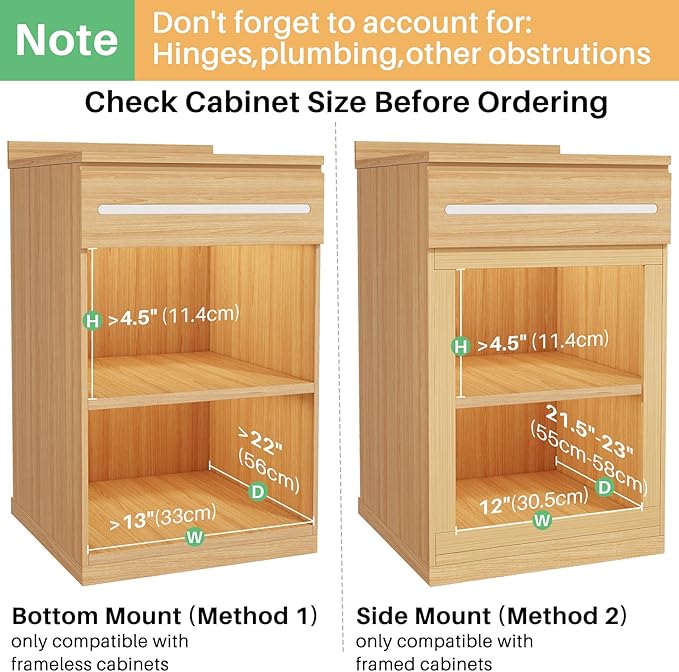 Pull Out Cabinet Organizer, Soft Close Wooden Slide Out Drawers for Pots and Pans, Full-extension Roll Out Shelves for Kitchen Cabinets, Pantry Organization, Bottom & Side Mount( 12"W X 21"D x 3.4''H)