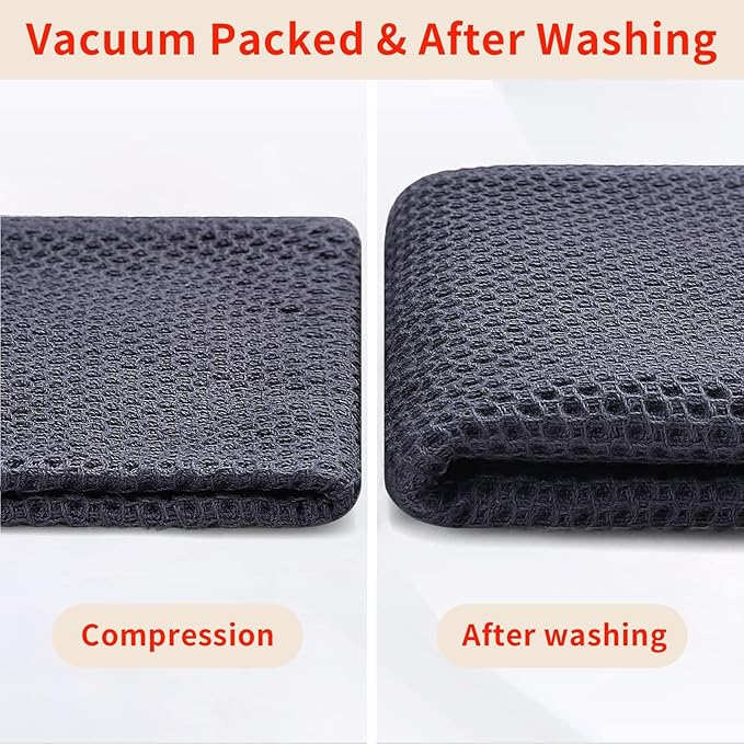 Homaxy 100% Cotton Waffle Weave Kitchen Dish Towels, Ultra Soft Absorbent Quick Drying Cleaning Towel, 13 x 28 Inches, 18-Pack, Dark Grey