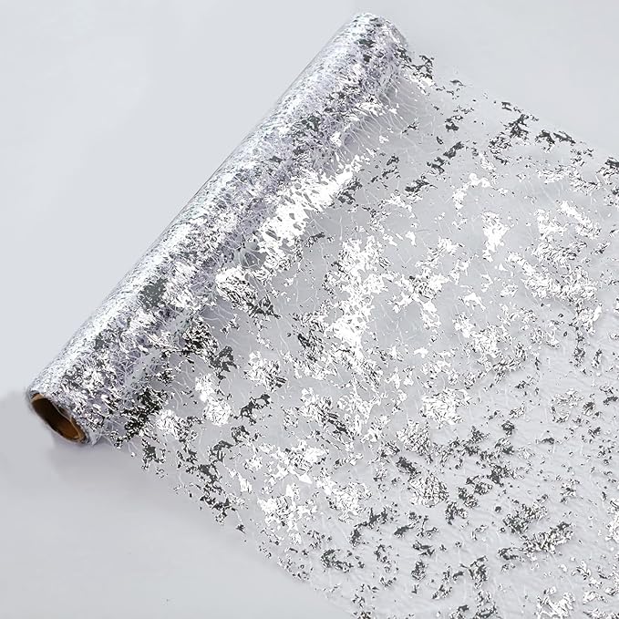 Snowkingdom Silver Table Runner, Sequin Glitter Foil Metallic Mesh Runner Roll 11 Inch x 49 Feet, Silver Table Decorations Centrepiece for Wedding Birthday Party Christmas Baby Shower