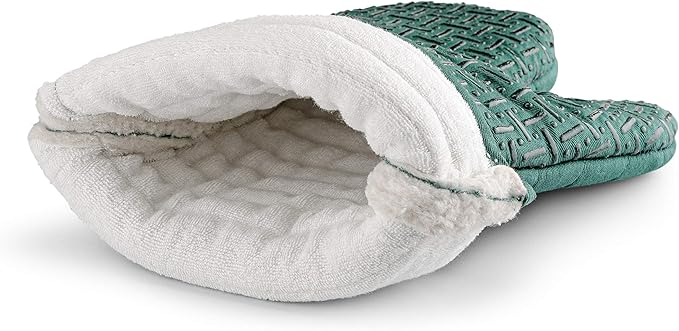 Xlnt Extra Long Oven Mitts (Green) | Teflon EcoElite Water Repellent | Heat Resistant for Oven Cooking, Grill & BBQ | Non Slip Gloves with Teflon EcoElite Finish, Cotton Lining & Hanging Loop