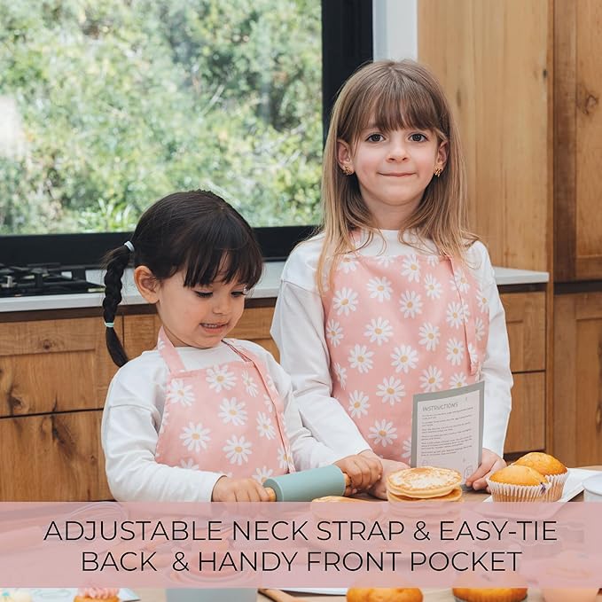 ZICOTO Kids Apron for Girls & Boys - Toddler Apron with Pocket for Cooking, Baking & Crafts - Christmas Gift for Little Chef