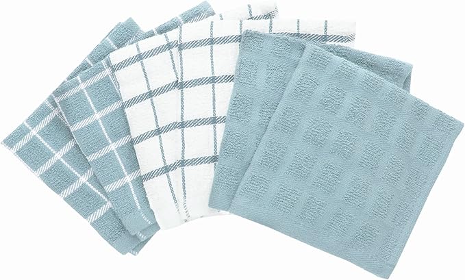 Ritz 100% Terry Cotton, Highly Absorbent Dish Cloth Set, 12” x 12”, 6-Pack, Dew