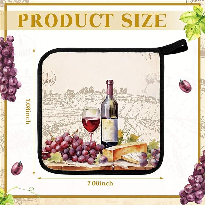 Bencailor 12 Pcs Pot Holders with Pocket Kitchen Hot Potholders Hot Pad Oven Mitts Cookie Bag Oven Gloves for Kitchen Gift Baking Cooking(Red and Purple,Wine)