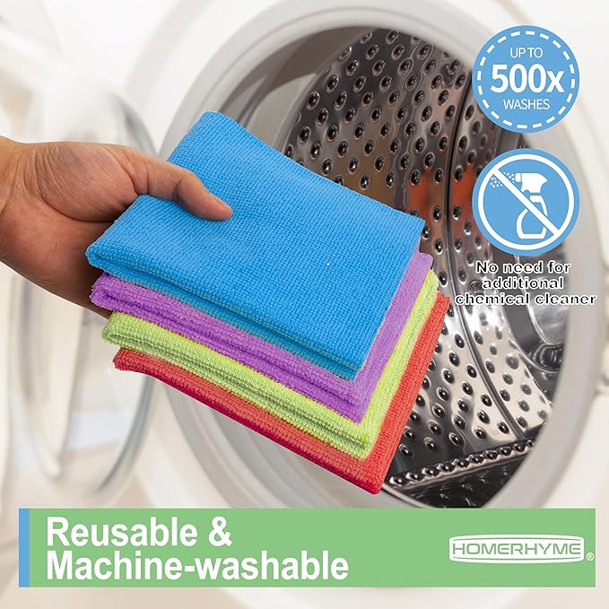 Microfiber Cleaning Cloth, 150 Pack Cleaning Rags,12" X 11" Lint Free Dish Towels Wash Cloths, Reusable Microfiber Towels for Home and Kitchen Bathroom Apartment Cleaning Supplies, Assorted