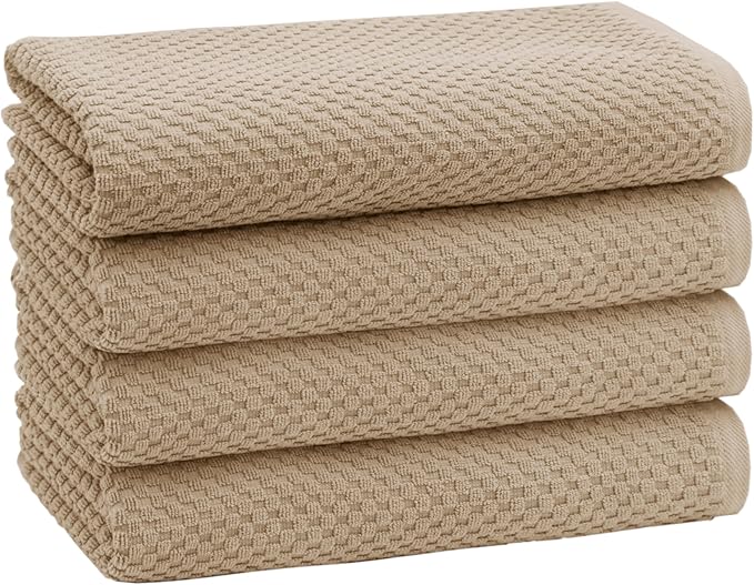 COTTON CRAFT Waffle Bath Towel - Set of 4 Luxury Euro Spa Waffle Weave Towels - 100% Ringspun Cotton Bath Towel - Super Absorbent Quick Dry Bath Towel Set - Oversized 30 inches x 56 inches - Linen