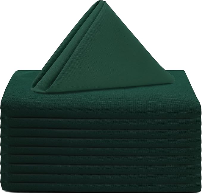 Your Chair Covers Cloth Polyester Napkins, 20 x 20 Inch, Washable Dinner Fabric Linen Napkins with Hemmed Edges for Restaurant, Wedding and Holiday Pack of 10 (Hunter Green)