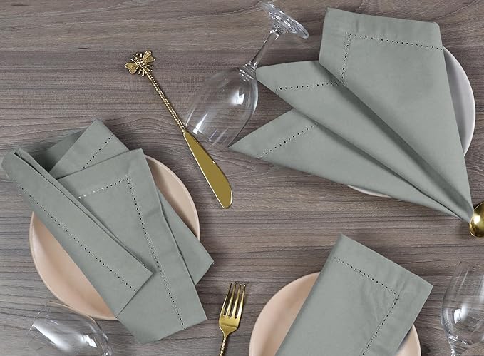 Cotton Cloth Napkins Set of 12, 18x18 Cloth Dinner Napkin Washable, Soft, Reusable Napkins for Wedding, Parties, Christmas, Thanksgiving, Everyday Use (Silver) - ALPHA Living HOME