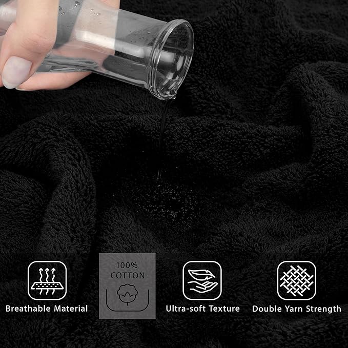 Cotton Paradise 100% Cotton 40x80 Oversized Bath Sheet, Extra Large Turkish Bath Towels for Bathroom, Black Bathsheet