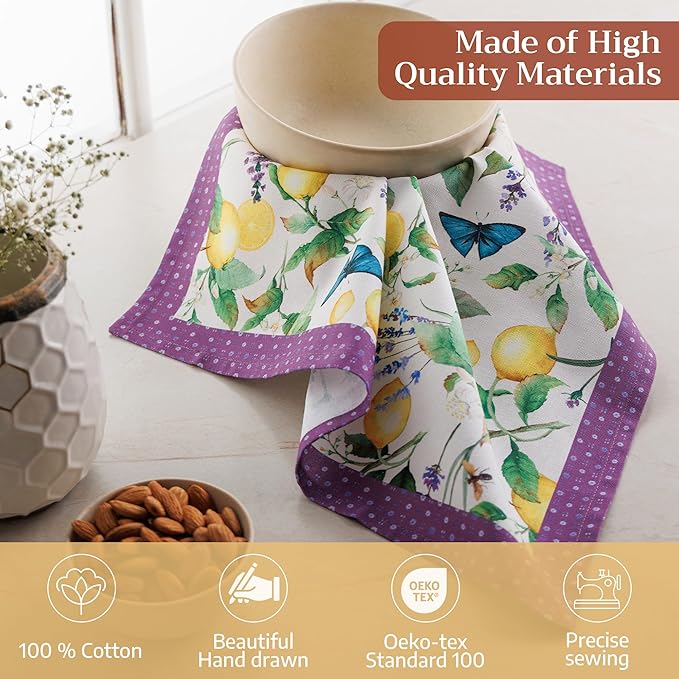 Maison d' Hermine Cloth Napkins Set of 4 100% Cotton Everyday Reusable Square Napkins Cloth Washable Dinner Party Wedding Restaurant Gifts for Mothers Day Spring/Summer (Sivergue, 18" x 18")