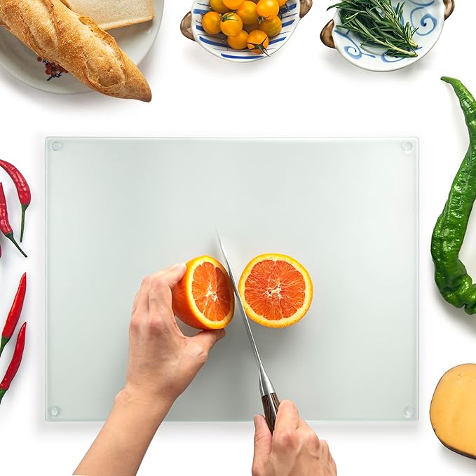 Kitchenville Glass Cutting Board 16"x12": Tempered Glass Kitchen Counter Protector - Durable- Scratch-Resistant, Heat-Proof - Design 6 - Woven Textured Design