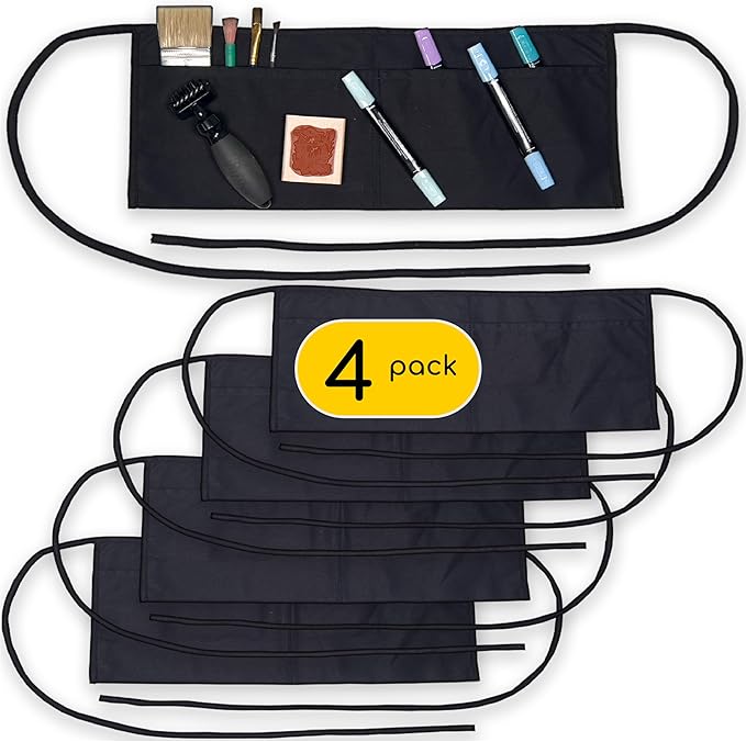 LABELPLASH 2 Pocket Canvas Work Waist Nail Apron Belt Washable Tool Utility Gardening Woodworkers Roofers Artists & Crafts