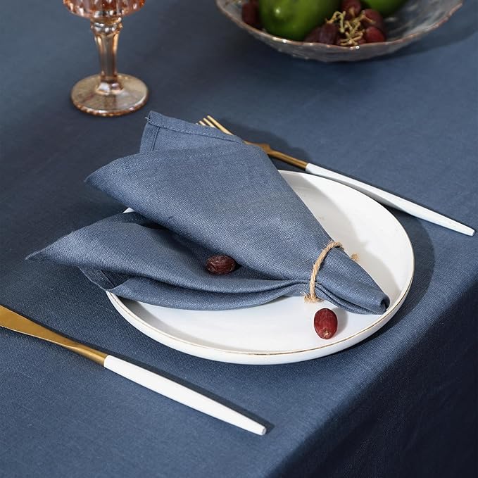 Simple&Opulence Linen Napkins Set of 6 – 100% Pure Linen Napkins for Spring, Easter, Mothers Day,Wedding, Party, Everyday Use Machine Washable and Reusable 14" x 14" Classic Blue