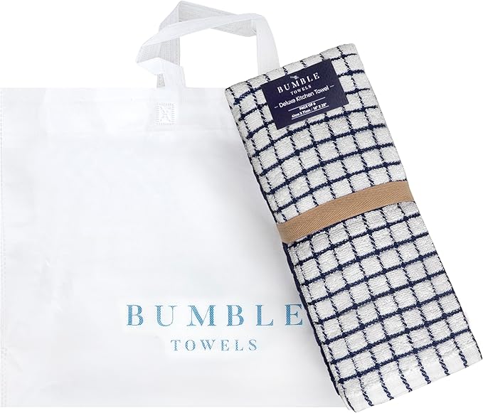 Bumble Kitchen Towels (6 Pack) | 16" x 28" | 100% Cotton Dish Towels for Kitchen | 380 GSM | Soft, Highly Absorbent & Durable Dish Towels with Hanging Loop | Navy