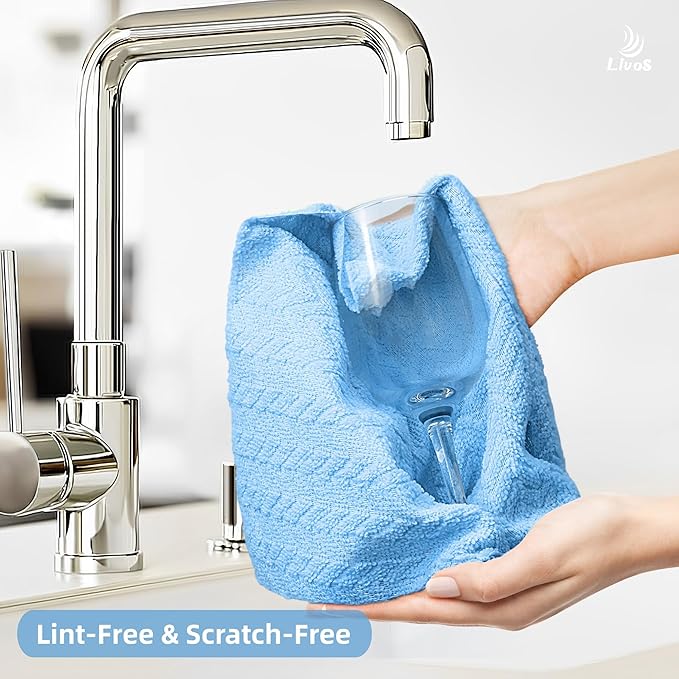 LIVOS Microfiber Cleaning Cloth Roll - 80 Pack, Reusable Paper Towels, Microfiber Towels for Cars, Super Absorbent Lint Free Cleaning Rags for House, Kitchen, Window-Light Blue, 11.5"x11.5"
