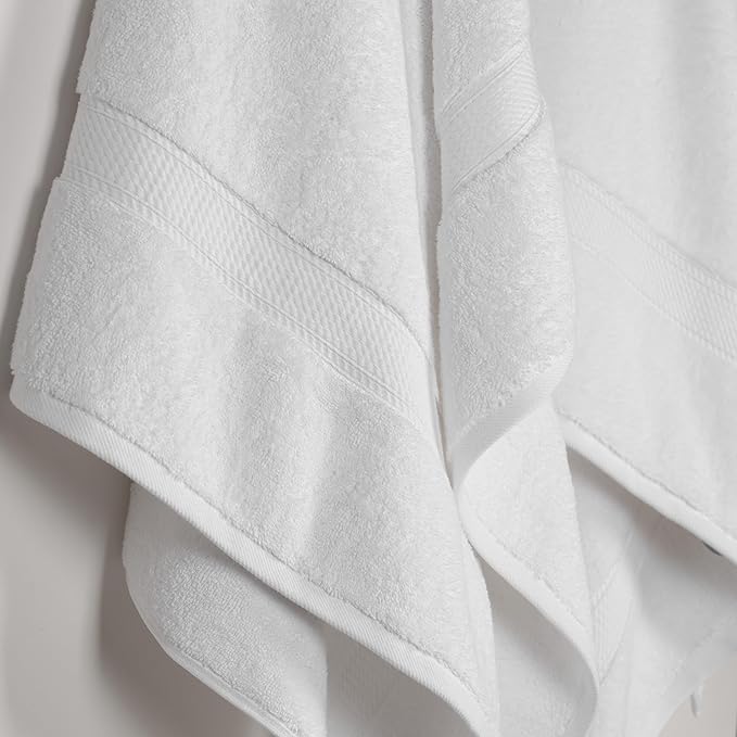 Superior Solid Egyptian Cotton Bath Towel Set, 30" x 55", White, 2-Pieces