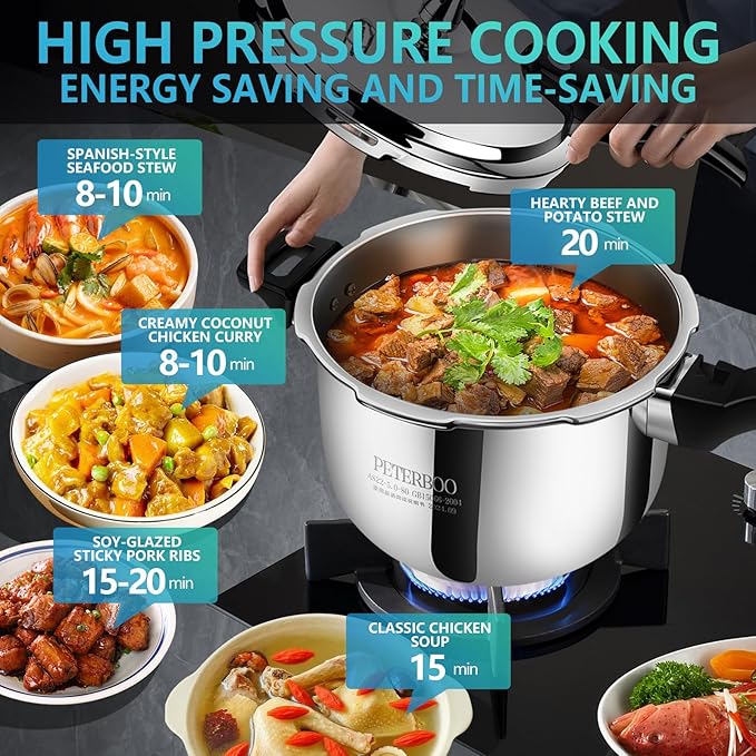 Premium 12 Quart Stainless Steel Pressure Cooker, Commercial Grade Luxury Cookware, Brand Quality Durability, Professional Performance for Large Families & Events
