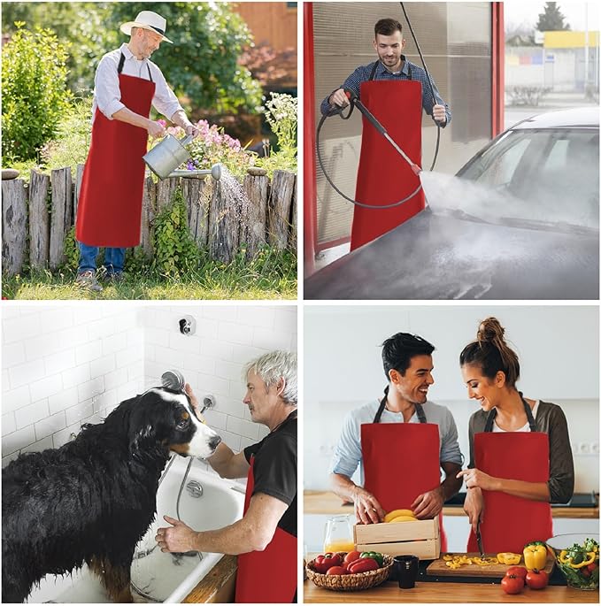 Homsolver 2 Pack Waterproof Rubber Aprons, Heavy Duty Butcher for Men, Chemical Vinyl Plastic Aprons for Dishwashing