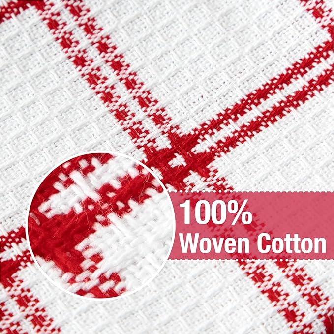 T-Fal Premium Waffle Dish Cloths: Highly Absorbent, Super Soft Long Lasting - 100% Cotton, 12"x13" Towel for Cleaning & Drying, (4-Pack), Red