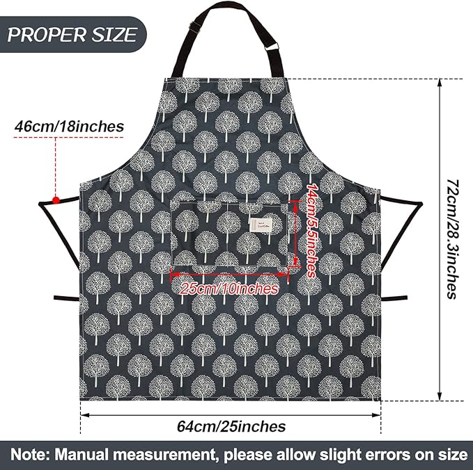 SATINIOR 3 Pieces Waterproof Bib Apron with 2 Pockets Adjustable Cooking Kitchen Apron for Women Men Chef BBQ Baking Cleaning
