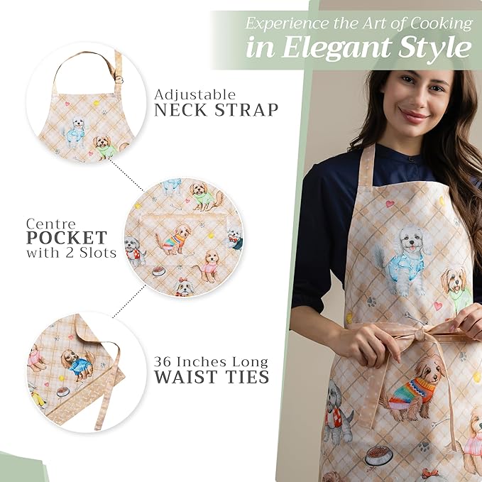 Maison d' Hermine 100% Cotton Apron for women with Pocket Kitchen Chef Apron for Men Cooking Mothers Day Gifts