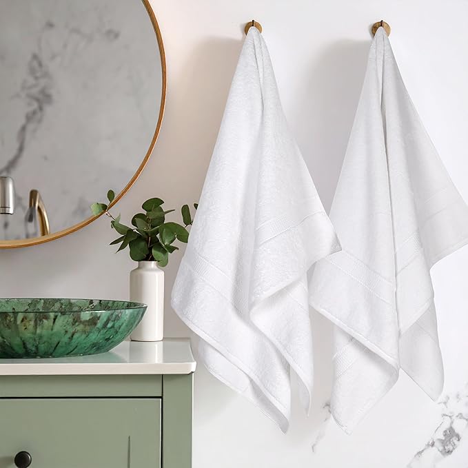 Superior Solid Egyptian Cotton Bath Towel Set, 30" x 55", White, 2-Pieces