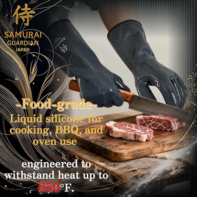 Premium Liquid Silicone Oven Gloves – Food Grade, Heat Resistant Gloves for Cooking, Grilling, Baking, and BBQ | Designed in Japan