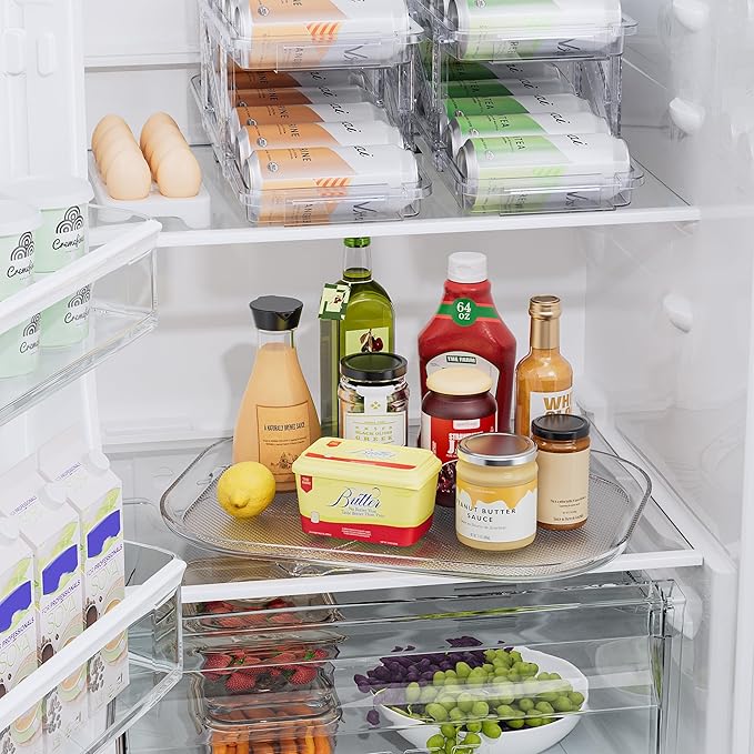 LAMU Lazy Susan Organizer Turntable 15.67''x11.7'' for Refrigerator Organizers and Storage, Fridge Organizer, Condiment Organizer for Kitchen, Table Top, Cabinet, Pantry, Countertop, 2 Pack