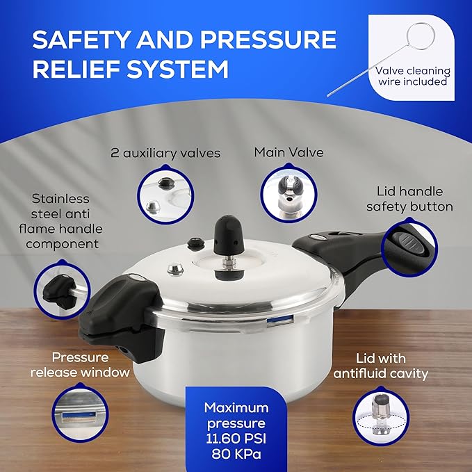 Universal (3.7 Quart / 3 Liter) Ultra Pressure Cooker, Pressure Pot with 6 Safety Systems, Aluminum Pressure Cooker for 4 Servings, Even Heat Distribution, Diameter 9.4 inches, Height 7 inches