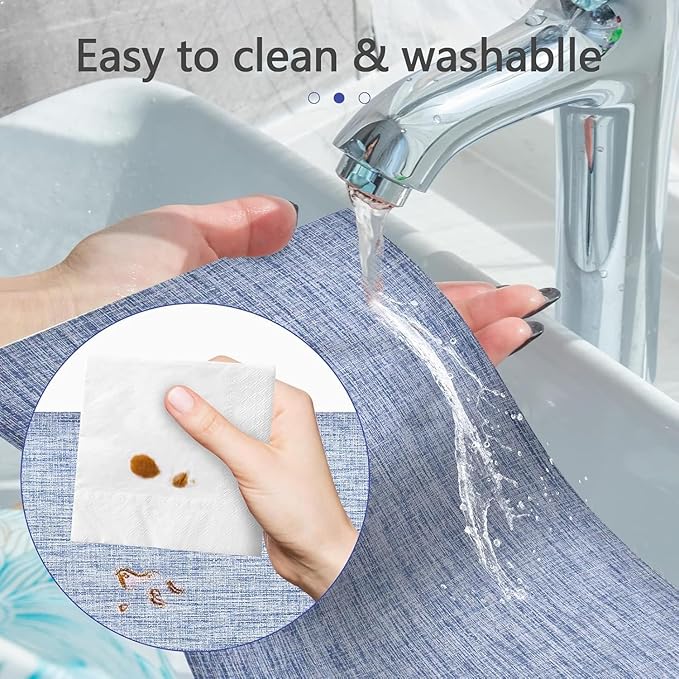 DACHUI Placemats Set of 4, Linen Look Woven Place Mats, Water Resistant, Heat Resistant, Washable, Durable Table Mats (Blue)