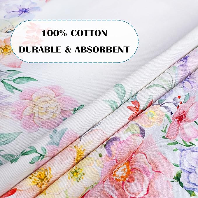 Watercolor Floral Tea Towels, Cotton Kitchen Towel 18.9 × 27.5 inch, Quick Drying Dish Cloth for Party Anniversary Holiday Decoration, Housewarming Gifts for Mom