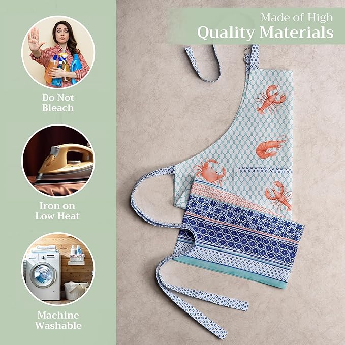 Maison d' Hermine 100% Cotton Apron for women with Pocket Kitchen Chef Apron for Men Cooking Mothers Day Gifts