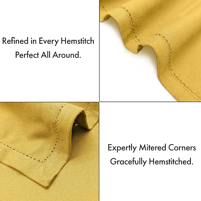 Ruvanti Cloth Napkins Set of 12, 100% Cotton High GSM 18x18 Inches, Hem Stitched Corners, Soft, Washable, Durable & Absorbent, Perfect for Parties, Christmas, Thanksgiving Dinners – Spicy Mustard