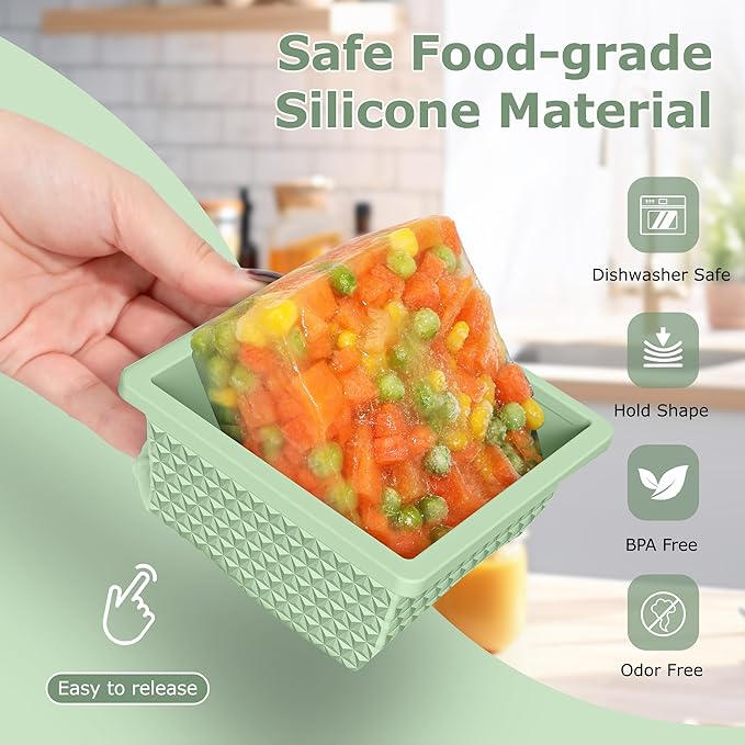 Silicone Freezer Molds for Soup Cube - 2-Cup Freezer Storage Container Tray with Lid,4 Pack Stackable Ice Cube Trays for Portion Control,Food Storage Meal Prep,Oven & Dishwasher Safe