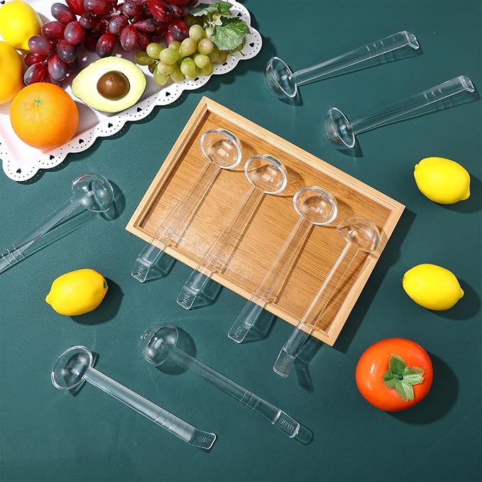 FoldTier 30 Pieces 7 Inches 1 oz Small Ladle Mini Plastic Gravy Ladle Long Handle Ladles for Serving Dressings Soup Punch Bowl Fruit Juices Soup Cocktail Parties (Clear)