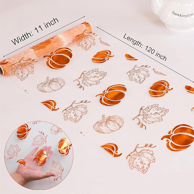 Snowkingdom Fall Orange Pumpkin Table Runner, Sequin Glitter Foil Metallic Thin Mesh Thanksgiving Runners 120", Orange Table Decorations for Seasonal Autumn Party