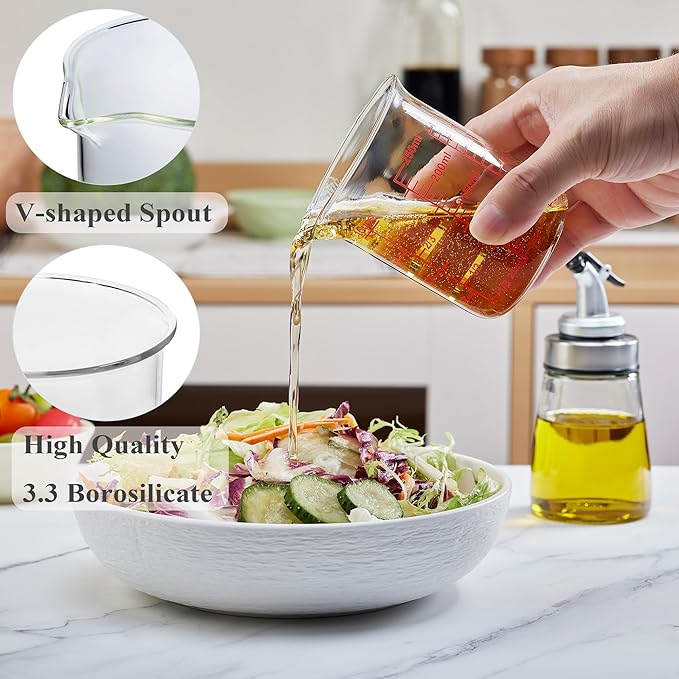 Ackers Glass Measuring Cup 1 Cup,8oz Borosilicate Liquid Measuring Cup with Spout