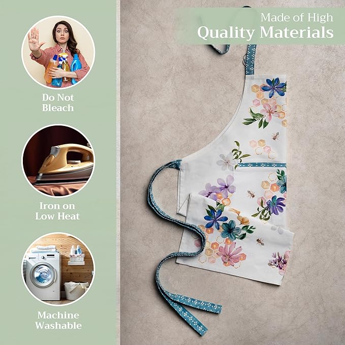 Maison d' Hermine 100% Cotton Apron for women with Pocket Kitchen Chef Apron for Men Cooking Mothers Day Gifts
