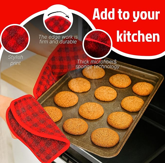 Set 2X Black 7" sq. x 4" H Red Microwave Bowl Cloth Hot Pads Pot - Microwave Safe Holder Multipurpose Heat Resistant Plate Holder Polyester Potholder - Protector for Heat Soup, Food, Meals