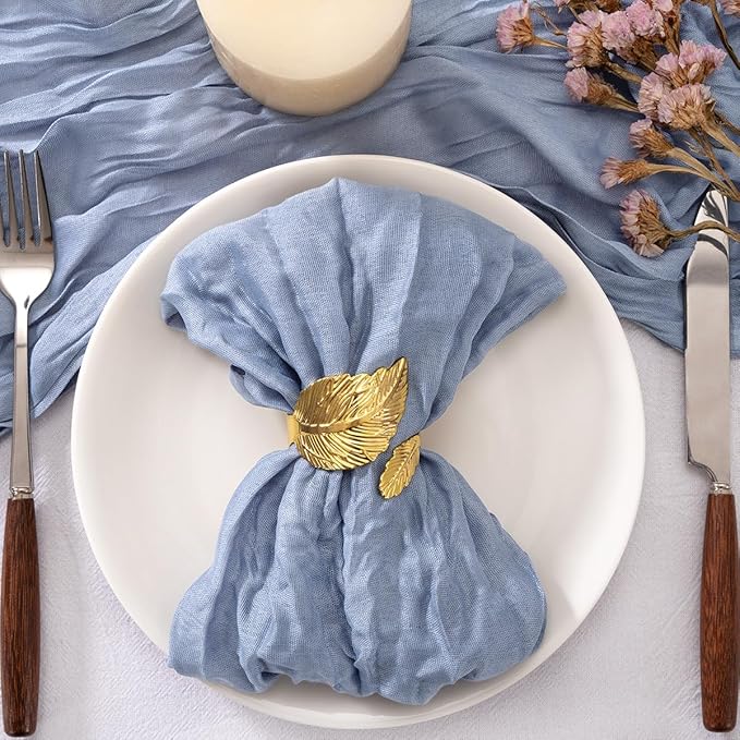 50 Pack Dusty Blue Cheesecloth Napkins Cloth Spring Summer Cloth Napkins Washable Set of 50 Bulk 21x21 Inches for Wedding Baby Bridal Shower Birthday Dinner Party Table Decor