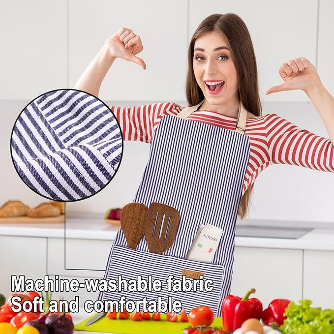 BeLuyi Adjustable Bib Apron with 2 Pockets Chef Cooking Kitchen Restaurant Aprons for Women Men