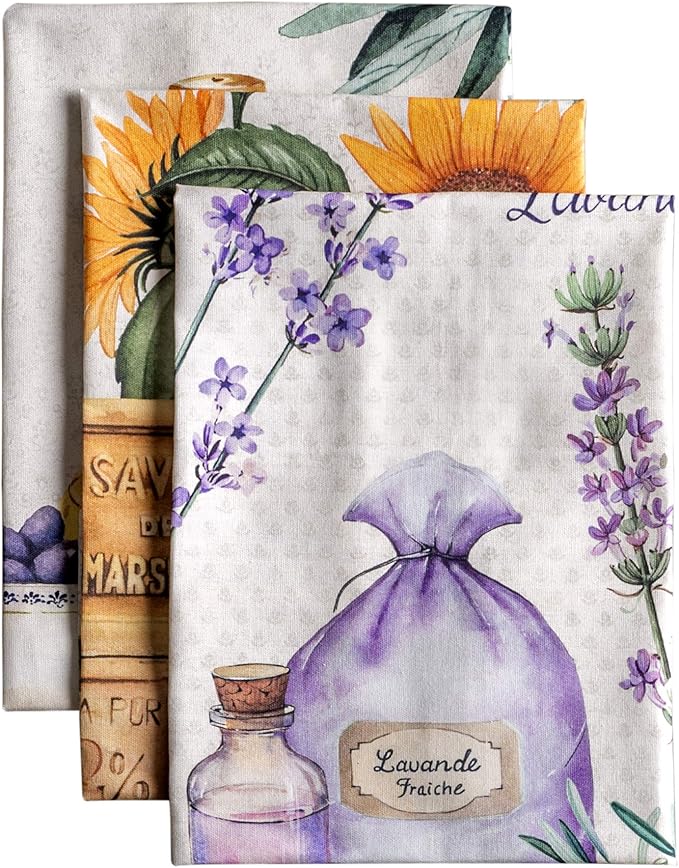 Maison d' Hermine Kitchen Towels Set of 3 100% Cotton 27.50" x 20" Reusable Cloth Tea Dish Towels Absorbent with Hanging Loop for Kitchen Gifts for Mothers Day Spring/Summer (Fanny)