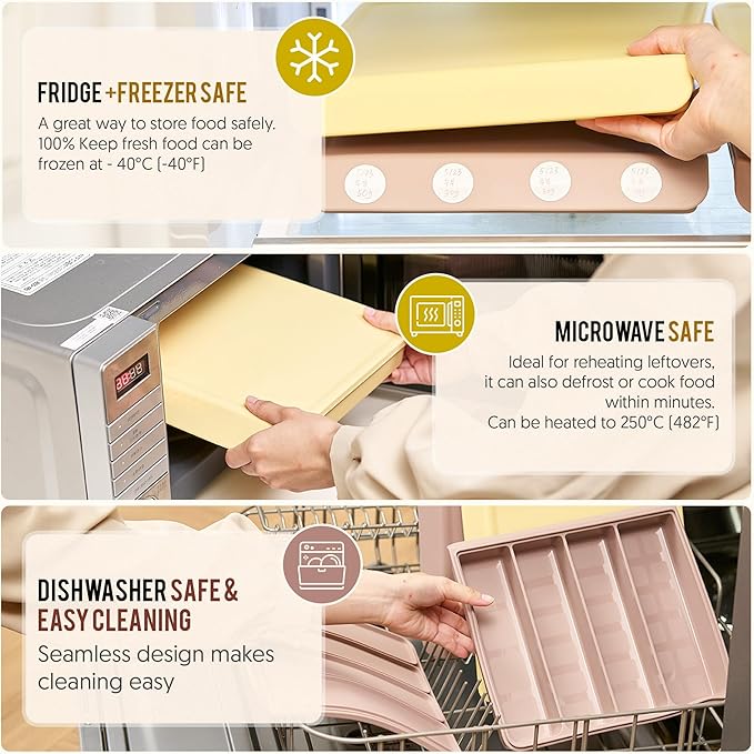 Silicone Baby Food Freezer Tray with Lid Korea - 26oz Stackable Meal Prep Containers for Baby Puree, Homemade Food & Snacks - 4 Compartment Airtight, BPA Free, Microwave Dishwasher Safe - Yellow
