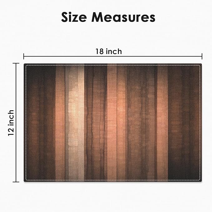 Emvency Farmhouse Placemats Set of 4, Vintage Brown Rust Tan Striped Art Painting 12x18 Inch Bronze Copper Peach Table Mats for Outdoor Home Party Kitchen Dining Decoration