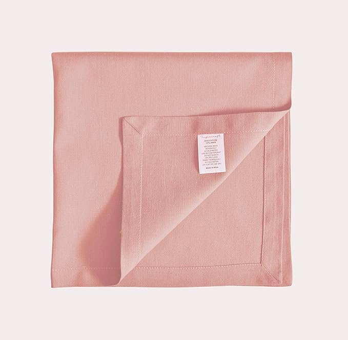 FINGERCRAFT Dinner Cloth Napkins, Cotton Linen Blend Mitered Corner Napkins Cloth 12 Pack Natural Premium Quality for Every Day Use, Parties, Easter, Thanksgiving, Weddings, 18x18 inch Blush Pink