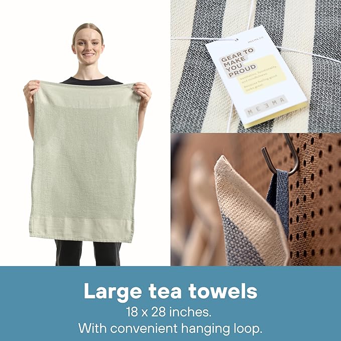 MEEMA Upcycled Spring Kitchen Towels Cotton Fabric | Super Absorbent Hand Towels with Hanging Loop | Cleaning Rags and Dish Towels for Kitchen | Mix | Large 18 x 28 Inch | 4-Pack