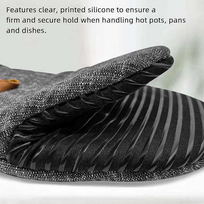Mini Oven Mitts 1 Pair, Silicone Short Oven Mitts Heat Resistant up to 500°F, Non-Slip Grip Surfaces and Hanging Loop Gloves for Kitchen Cooking Baking Barbecue (Black)