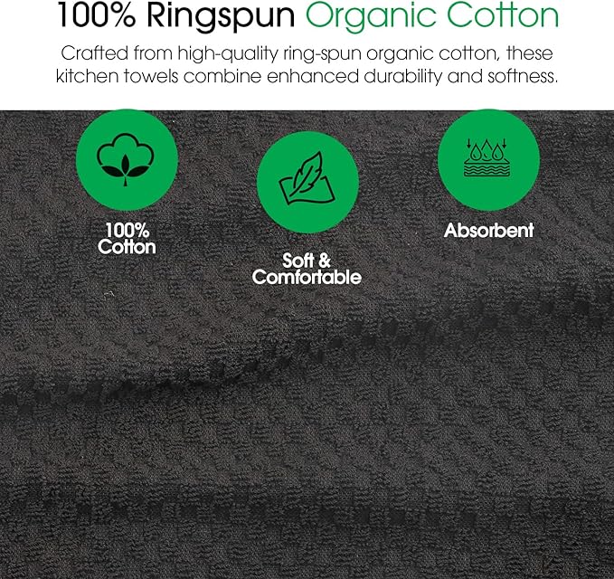 DG Collections Premium Dish Towels for Kitchen, 8 Pack, 15x25 Inch - 100% Cotton Kitchen Towels with Hanging Loop, Highly Absorbent, 400 GSM Bar Mop Cleaning Towels - Dark Grey