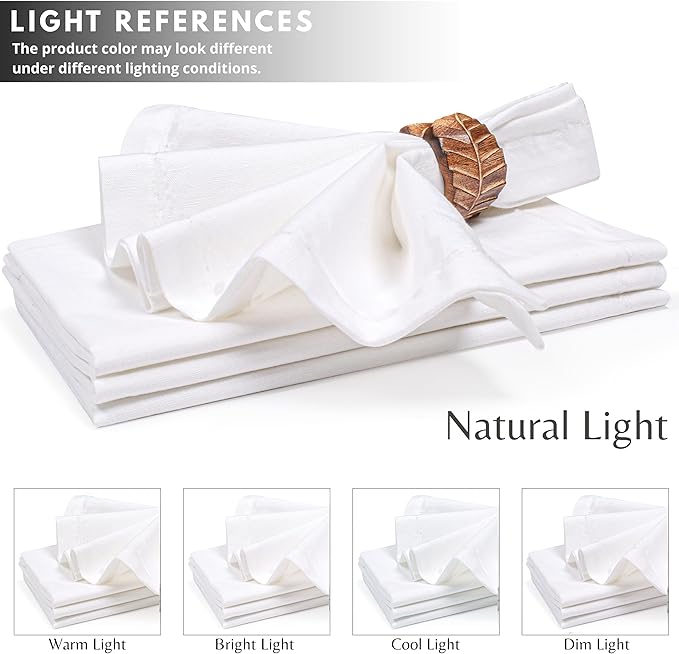 Ramanta Home White Coth Dinner Napkin Set of 12, Premium Cotton 18X18 Inch Linen Flax Soft & Durable Washable Ideal for Everyday Use -Dining, Parties, Weddings, Spring & Easter Table Décor
