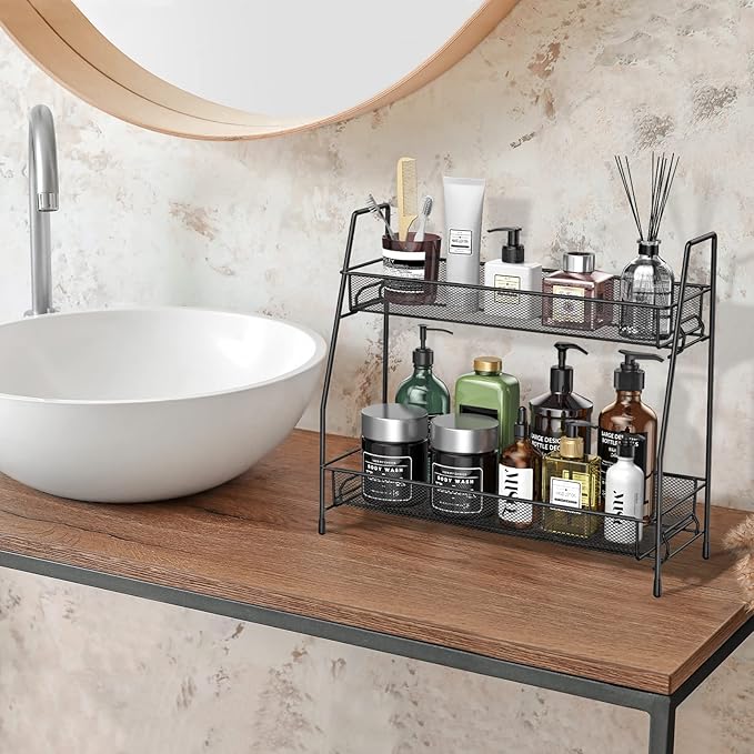SPISPI Spice Rack Organizer for Cabinet, Bathroom Organizer Countertop, Bathroom Counter Organizer, Kitchen Countertop Organizer, Bathroom Vanity Organizer (Pack of 2)